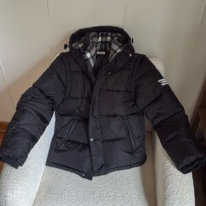 Hooded winter jacket, puffer , women. Transforms into vest